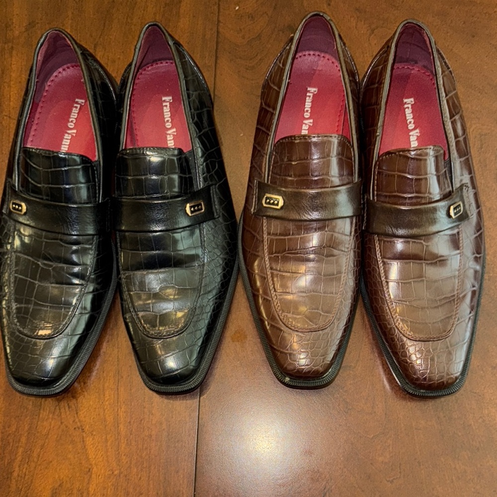 Franco Vanucci Men's Black and Brown Loafers